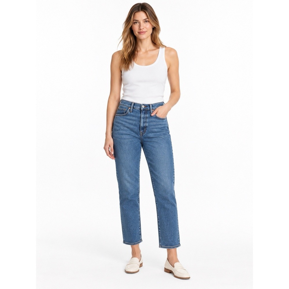 Madewell Stovepipe Jeans Women's 32 Blue High Rise Straight Crop 26" Inseam